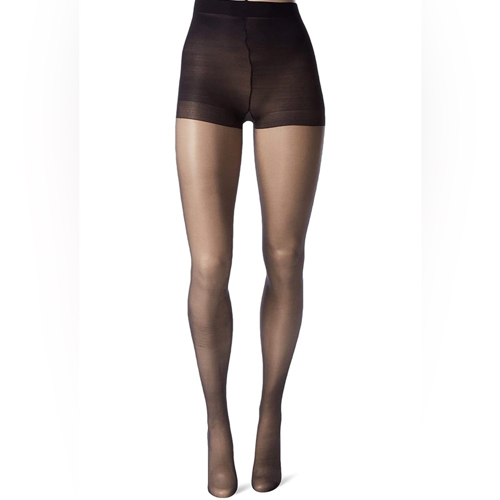 Women's Silken Mist Control Top Sheer Toe Panty, Black Mist, Size Queen Plus